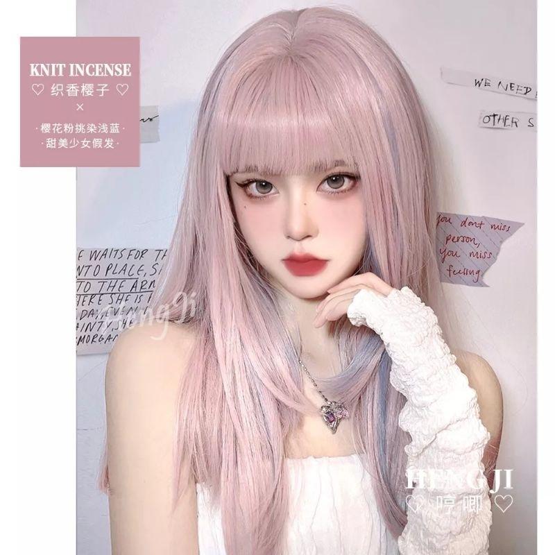 Wig/Tóc giả cô nàng cáo tinh nghịch ombre hồng light xanh siêu yêu - S83 nguyên đầu teen/lolita