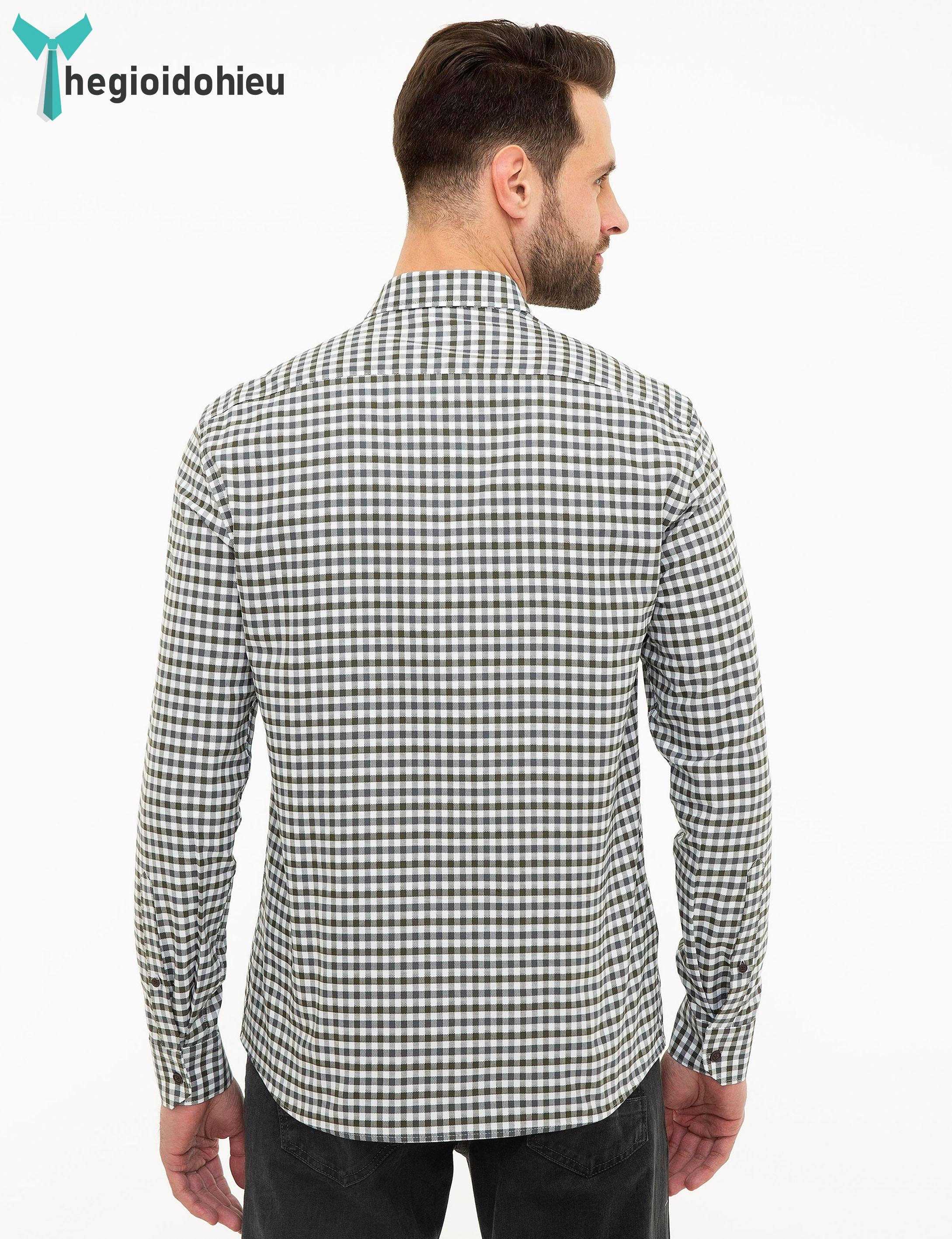 Áo sơ mi nam dài tay Pierre Cadin PCLShirt149 (Caro trắng đen) - Hàng nhập khẩu - Không túi - Caro trắng đen