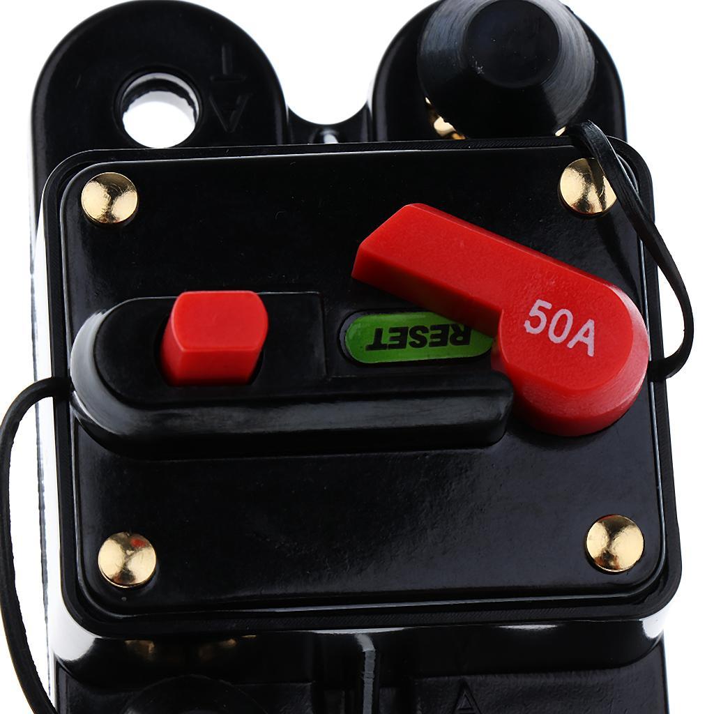 12V 24V Car Auto Boat Audio Fuse Holder 50Amp Manual Reset Circuit Breaker