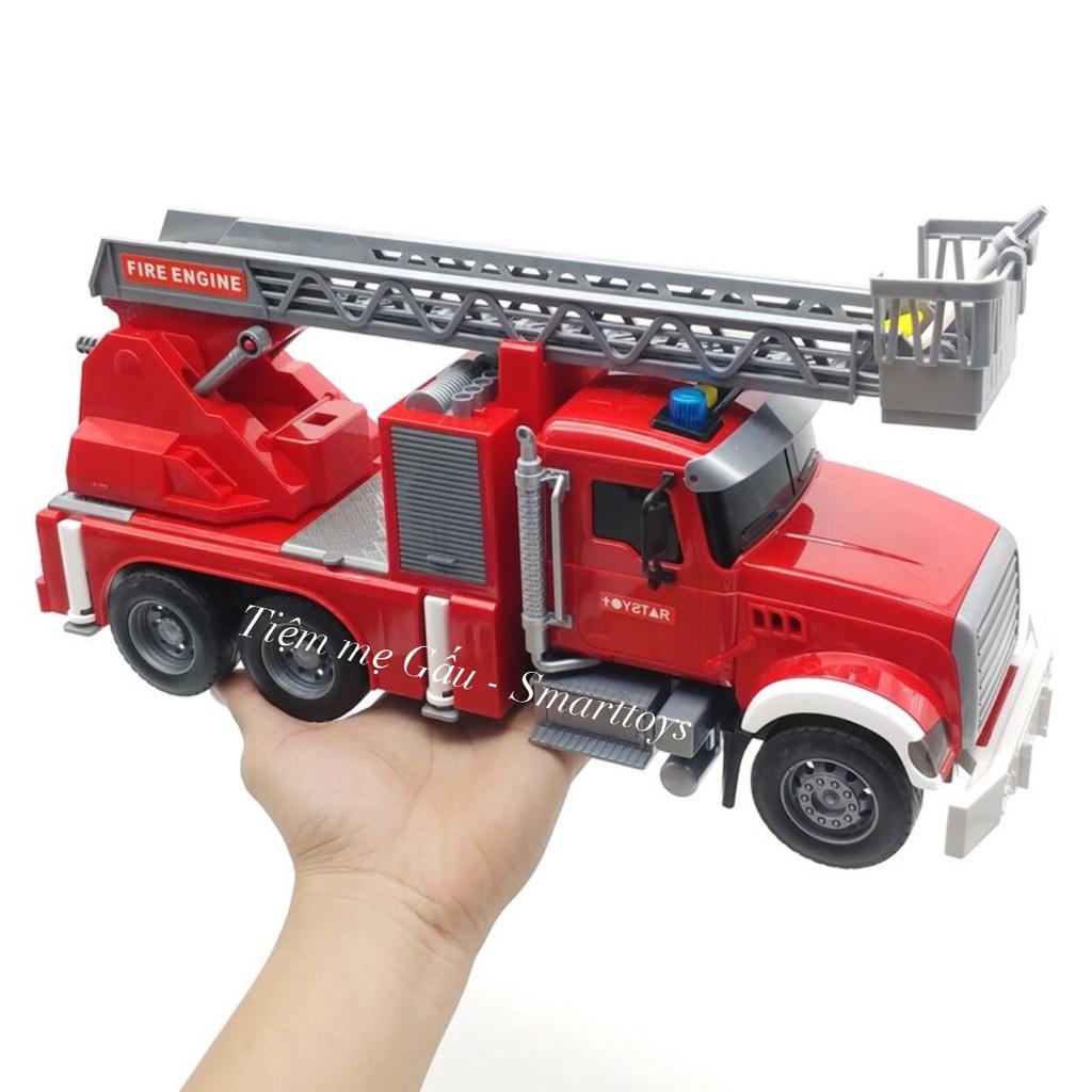 HÀNG LOẠI 1 CAO CẤP ĐỒ CHƠI XE THANG CỨU HỎA CỠ ĐẠI FIRE TRUCK TOYSTAR CÓ ĐÈN, ÂM THANH, PHUN NƯỚC NHƯ THẬT
