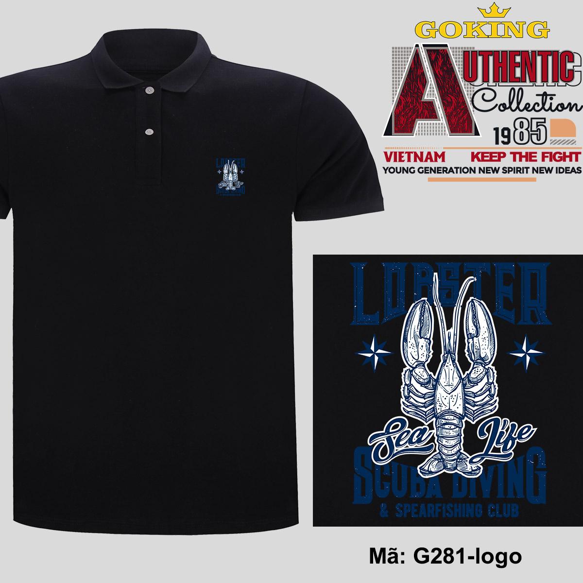 LOBSTER, mã logo.g281. Áo thun polo nam nữ, form unisex. Áo phông cổ trụ Goking, vải cá sấu 3D, công nghệ chống nhăn Nhật Bản