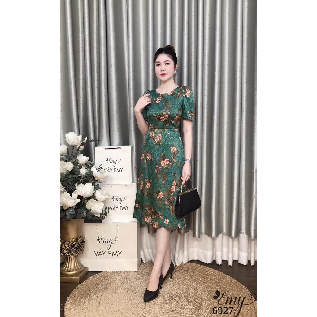 Đầm EMY EM6927 Xoè Lụa Xanh