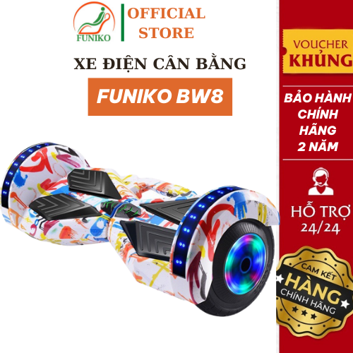 Xe cân bằng điện,xe điện cân bằng Funiko BW8,8 inch kết nối Bluetooth,đèn Led