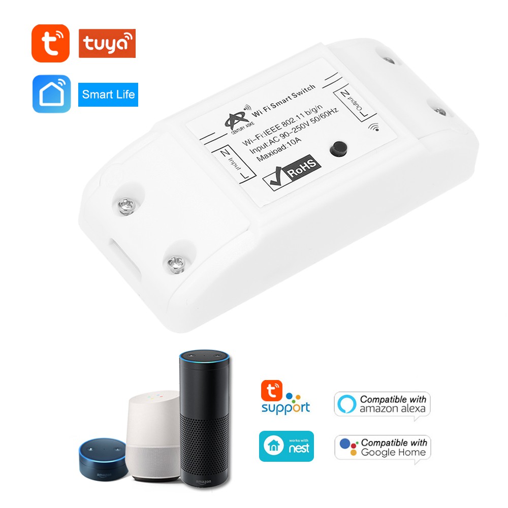 Công Tắc Wifi Thông Minh 10A ~2200W - Chức Năng Hẹn Giờ, Điều Khiển Từ Xa, Google &amp; Alexa