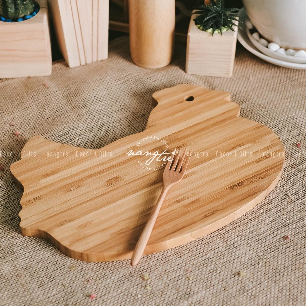 Thớt gỗ tre tự nhiên hình con gà - Thớt gỗ tre