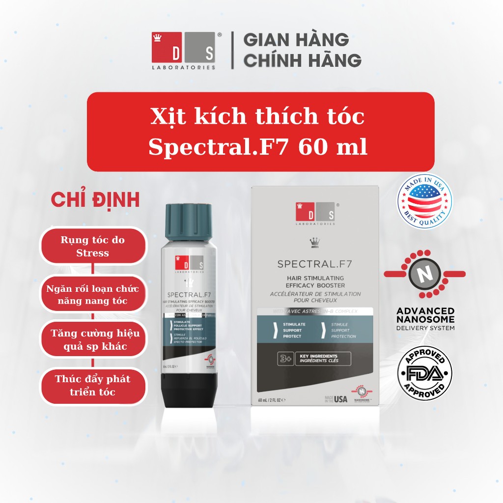 Serum giảm gãy, rụng, kích thích mọc tóc SPECTRAL.F7 60ml của Ds Laboratories ( Mỹ )