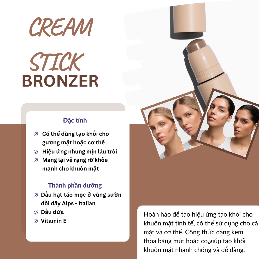 Tạo Khối Kem Dạng Đa Năng Thỏi Cream Stick Bronzer Inglot (6,2g)