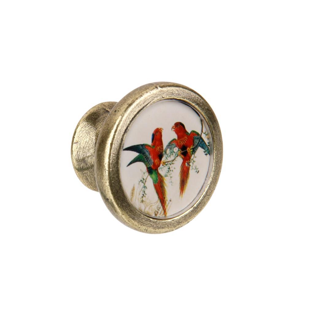 2 Pieces Bird Print Cabinet Door Drawer Handles Cupboard Pull Knobs Hardware
