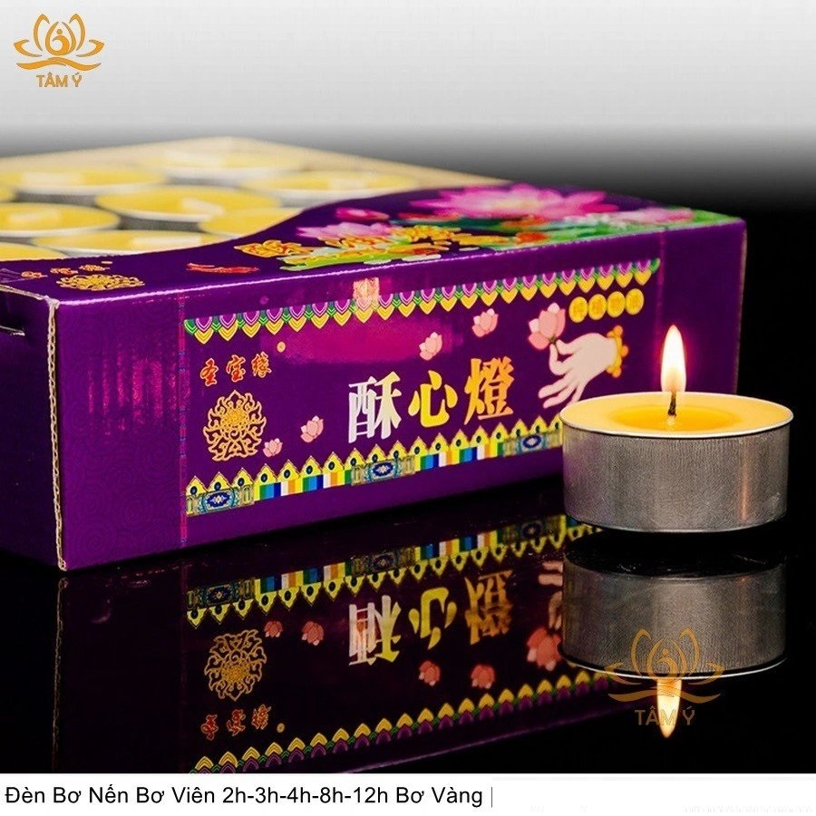 Đèn Bơ Thực Vật Tinh Khiết Nến Bơ Tealight 2h-3h-4h-8h-12h-24h- 3 ngày- 5 ngày- 7 ngày Màu Đỏ/Vàng