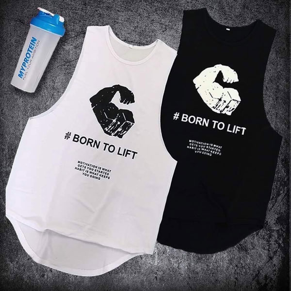 Áo Tập Gym Nam Tanktop 3 Lỗ Born To Lift Chất Cotton Cao Cấp Thấm Hút Mồ Hôi