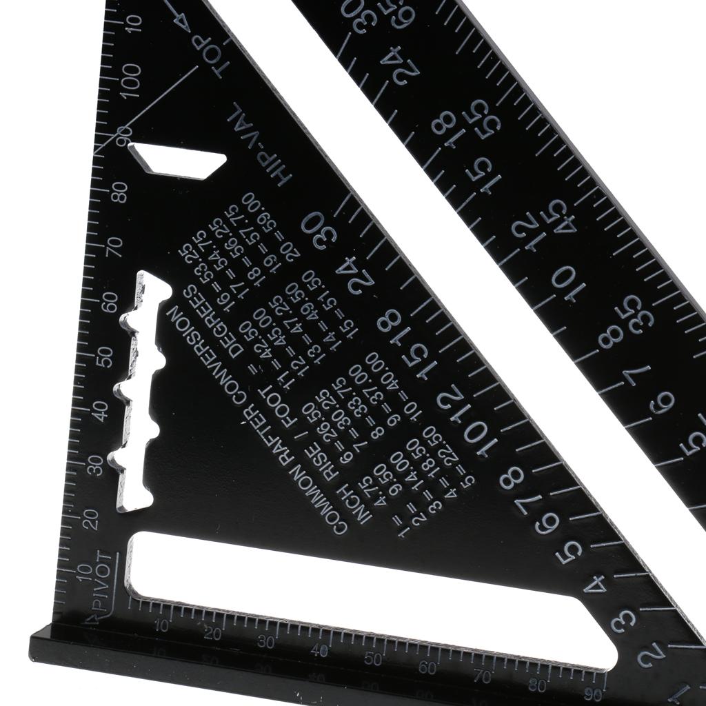 Góc 7 Inch Nhôm Tam Giác Tam Giác Hệ Mét Quy Mô Đo Thước Thợ Mộc Khung Viền Bằng Đo Dụng Cụ