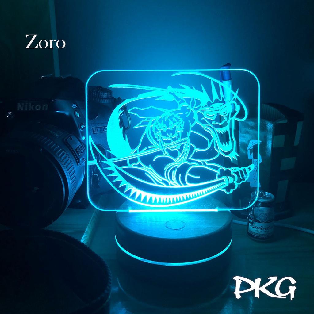 Đèn Ngủ Led 3D ZORO nhân vật Anime phát sáng 16 màu cảm ứng có điều khiển từ xa