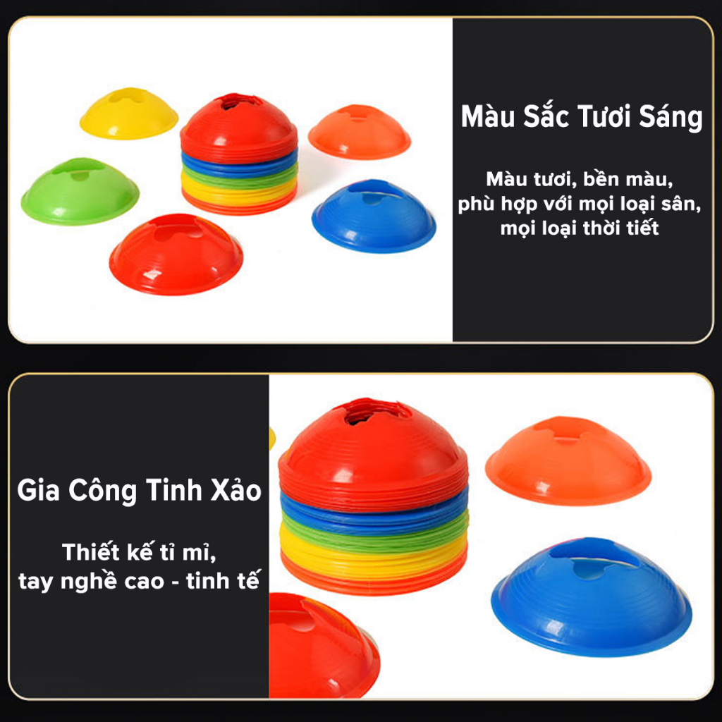 Combo 10 chiếc Cone nấm tập huấn luyện bóng đá , chiến thuật, Marker đá banh (ko kèm móc treo)