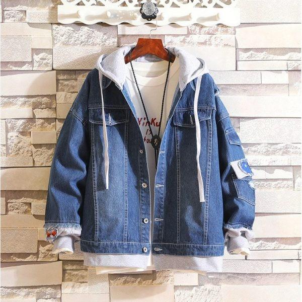 Áo khoát nữ jean mới có nón nỉ cao cấp kèm túi trong mẫu mới dễ thương-A3128 - Xanh đậm
