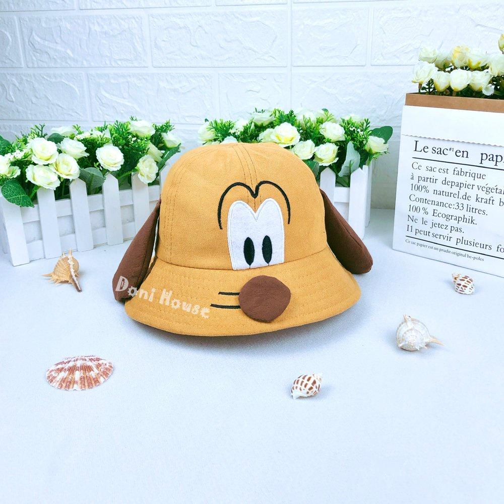 Nón Vành Tròn Mũ Tai Bèo Có Quai Cho Bé Gái Từ 1 2 3 Tuổi Vòng Đầu 48cm Chú Chó Dễ Thương - Doni House