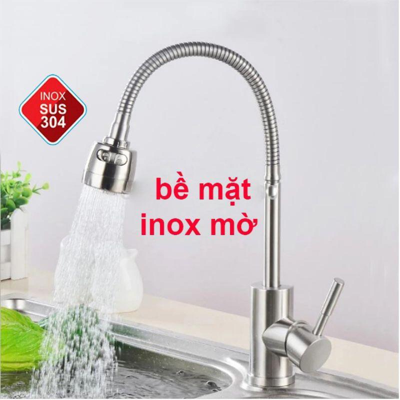 Vòi rửa chén Nóng Lạnh cần lò xo đầu vòi tăng áp 2 chế độ INOX 304 cao cấp HPN-RC08.Tặng kèm 2 dây cấp