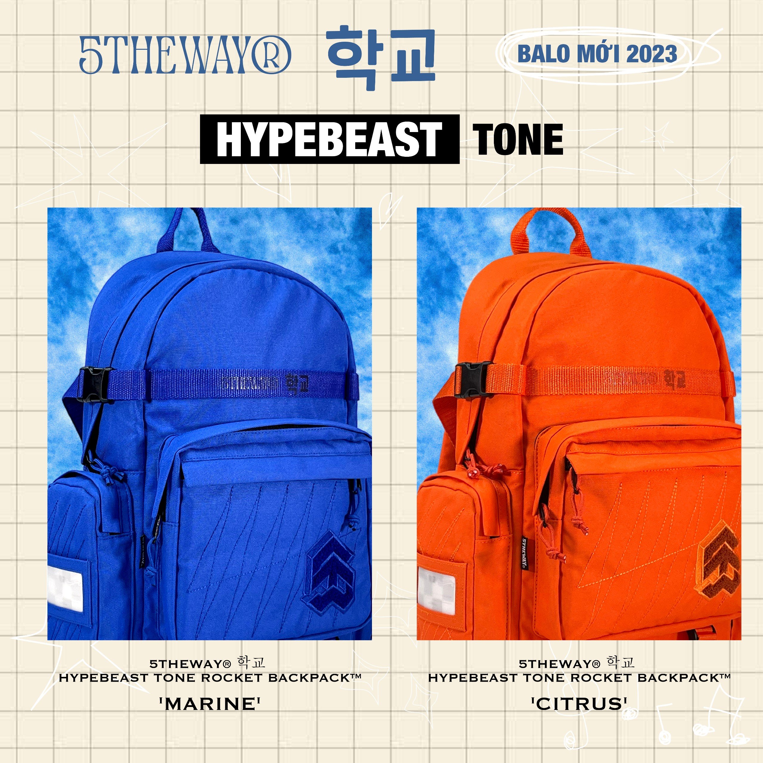 Balo 5THEWAY 학교 HYPEBEAST TONE ROCKET BACKPACK