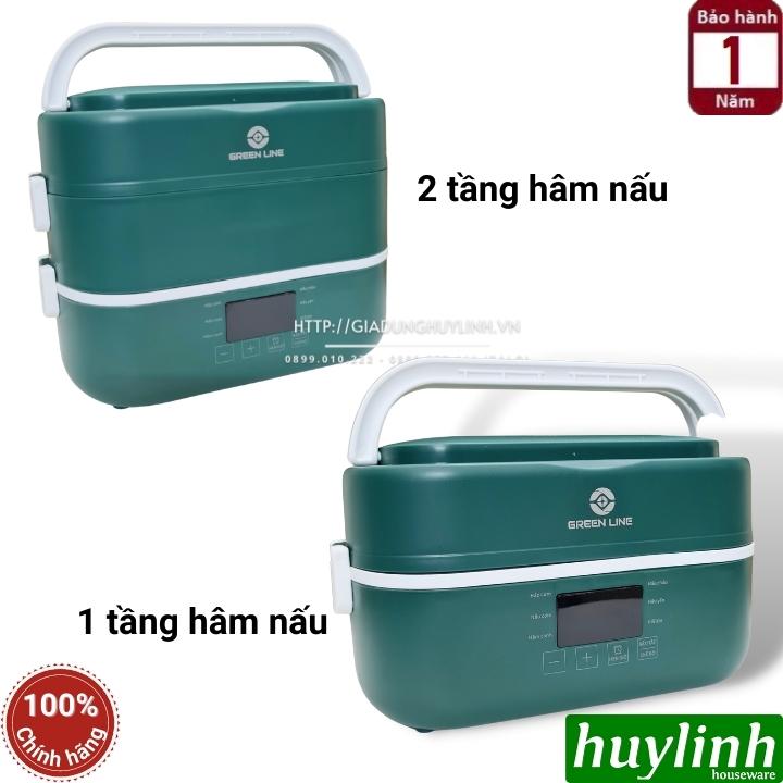 Hộp cơm hâm nóng thông minh Green Line RW-18 - 4 thố sứ - 6 chức năng - Dung tích 2 lít - Tặng túi xách