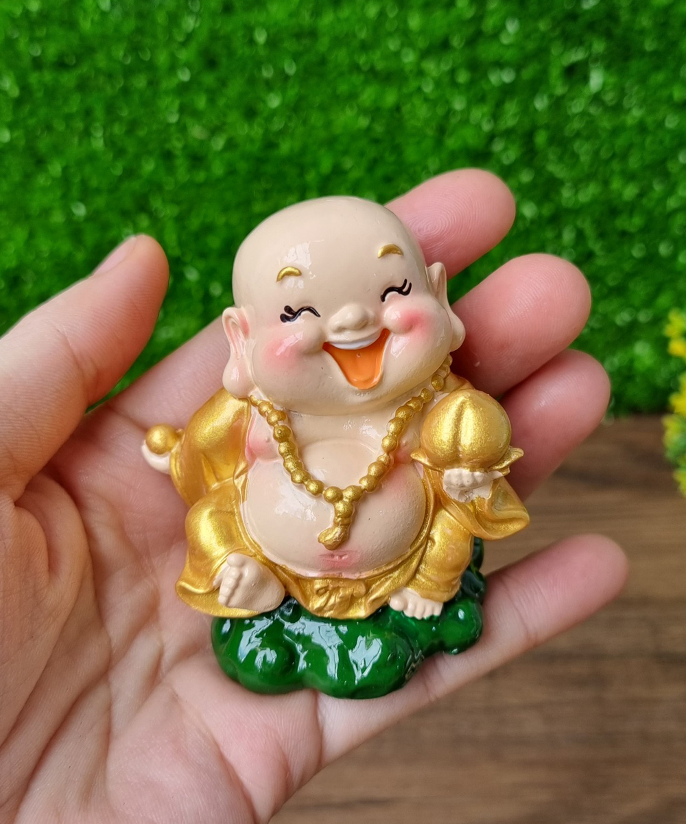 Tượng Di Lặc 7cm sơn nhũ vàng cao cấp