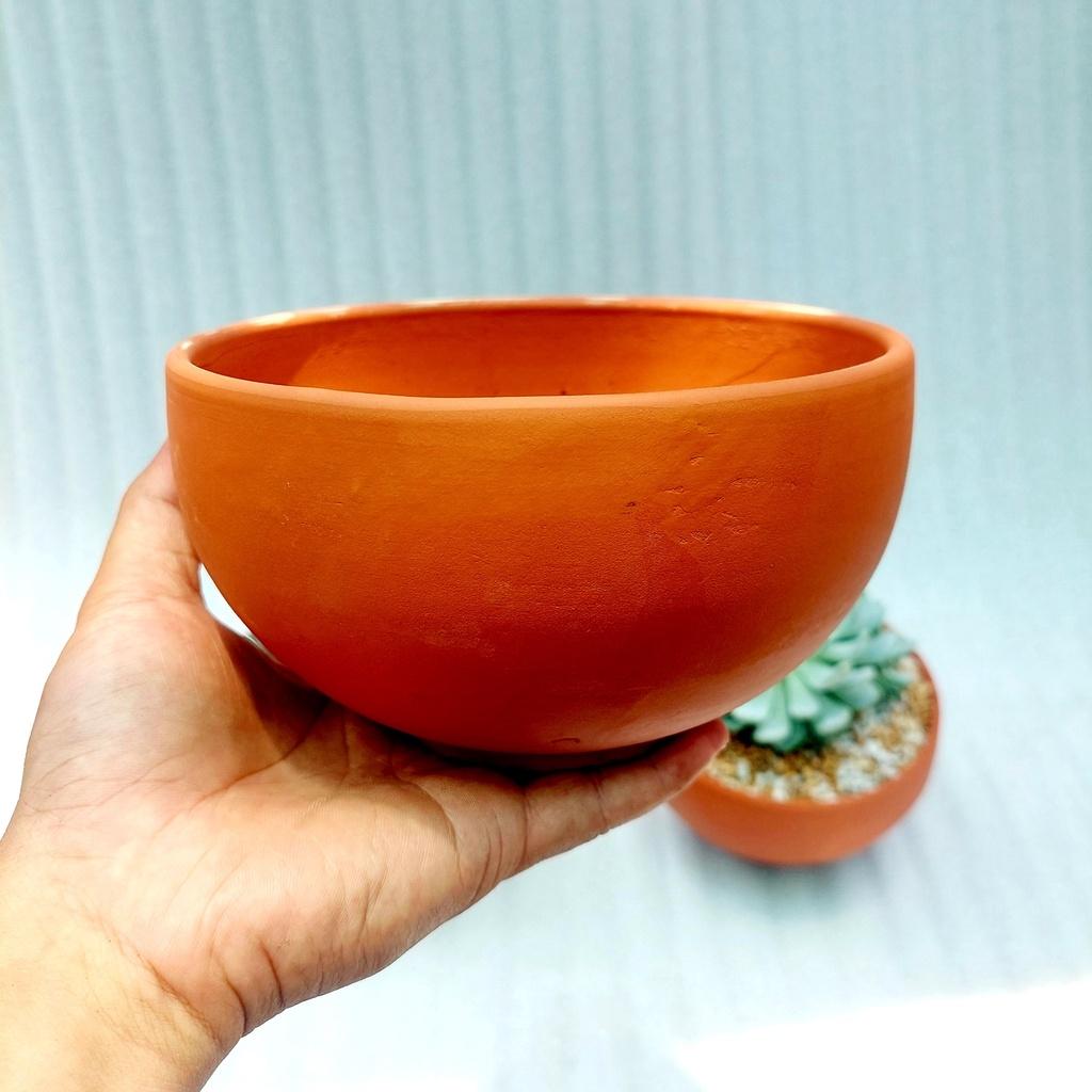 Chậu đất nung, Chậu sen đá - Tô 1610, miệng chậu 14-16cm, chiều cao 8.5cm