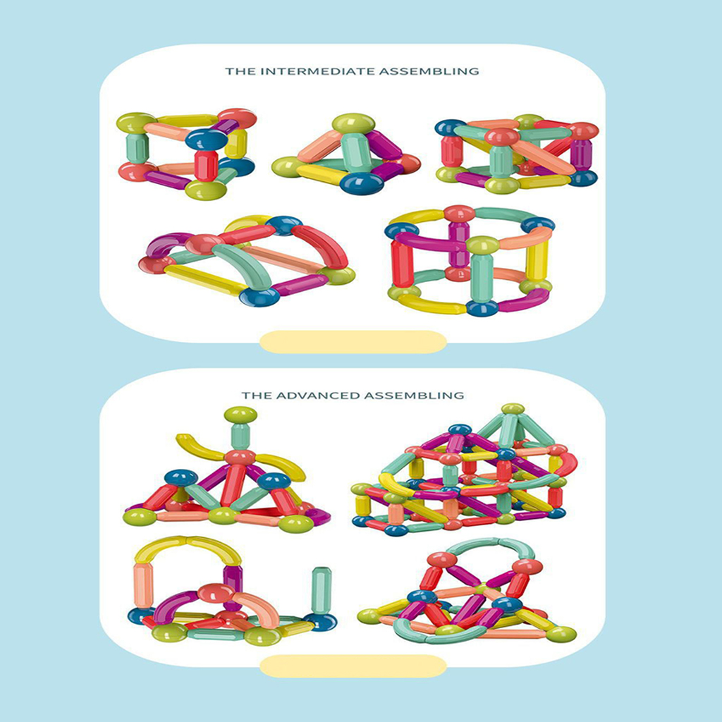 Bộ Xếp Hình Nam Châm Cao Cấp Cho Bé (36, 42,58, 64 Chi Tiết)