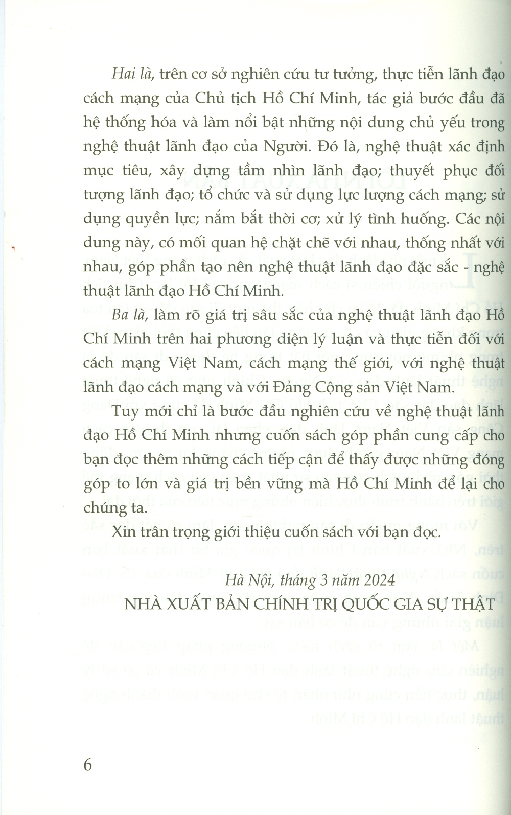 Nghệ thuật lãnh đạo Hồ Chí Minh ( bản in 2024)