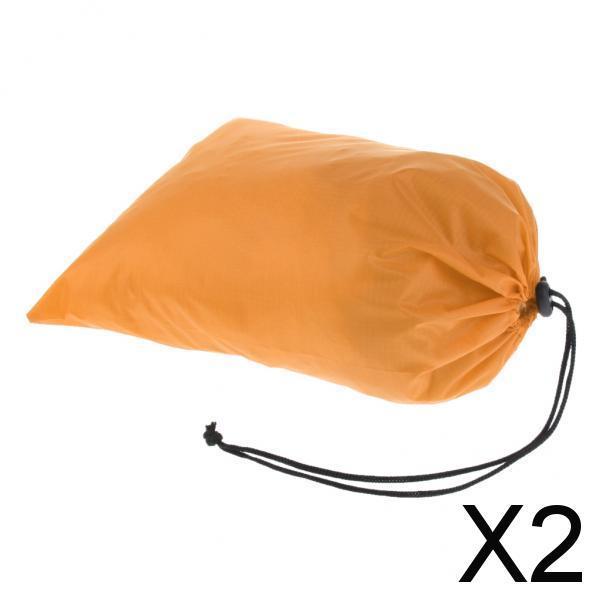 2xWaterproof Drawstring Storage Bag Stuff Bag for Clothes Shoes Orange