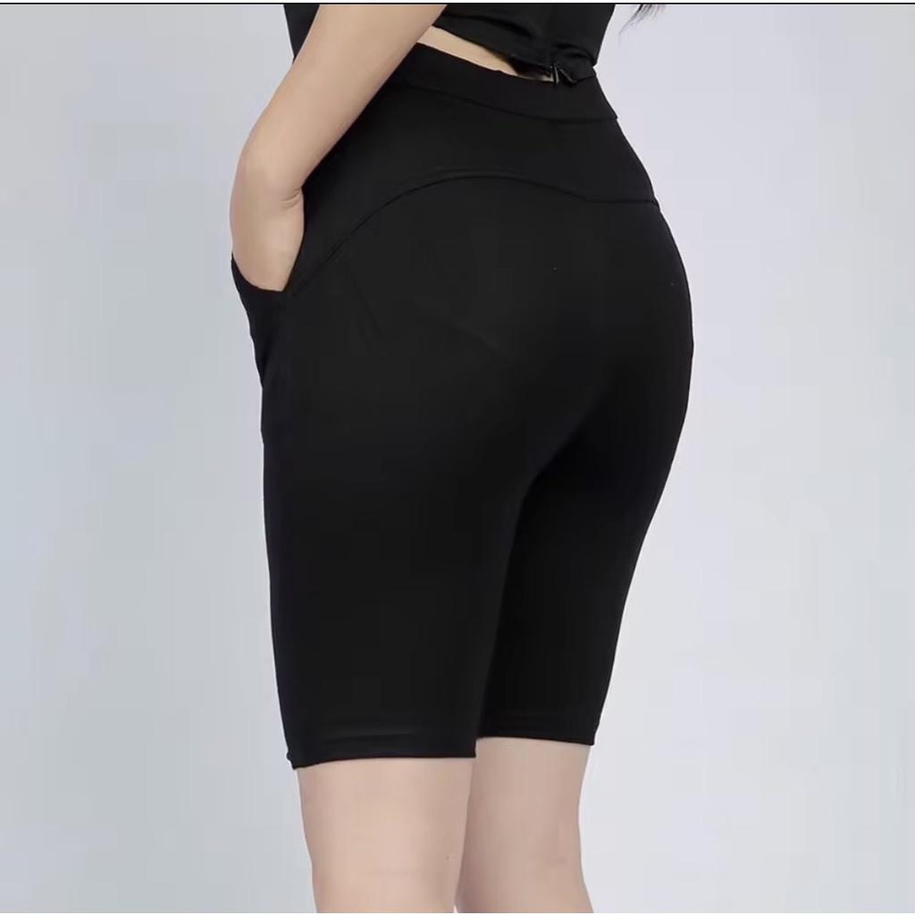 Quần legging đùi nữ vải cotton dẻo co dãn tốt cạp cao dáng ngắn