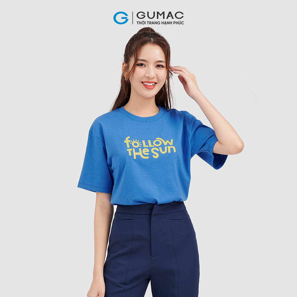 Áo thun nữ GUMAC ATC08079 cổ tròn in chữ