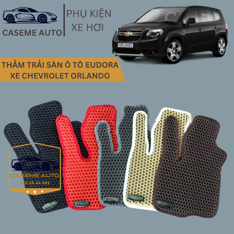 [CHEVROLET ORLANDO] Thảm Trải Sàn, Lót Sàn Ô Tô Cao Su Eudora CloudFoam Thiết Kế Theo Xe Dành Cho Xe CHEVROLET ORLANDO, Chống Nước, Không Mùi, Ngăn Bụi Bẩn, Dễ Vệ Sinh - Hàng Chính Hãng