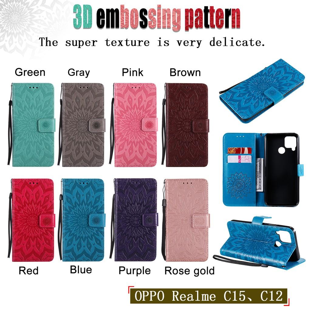 Bao da điện thoại từ PU nắp lật cho OPPO Realme 7 Pro C17 C15 C12 C11