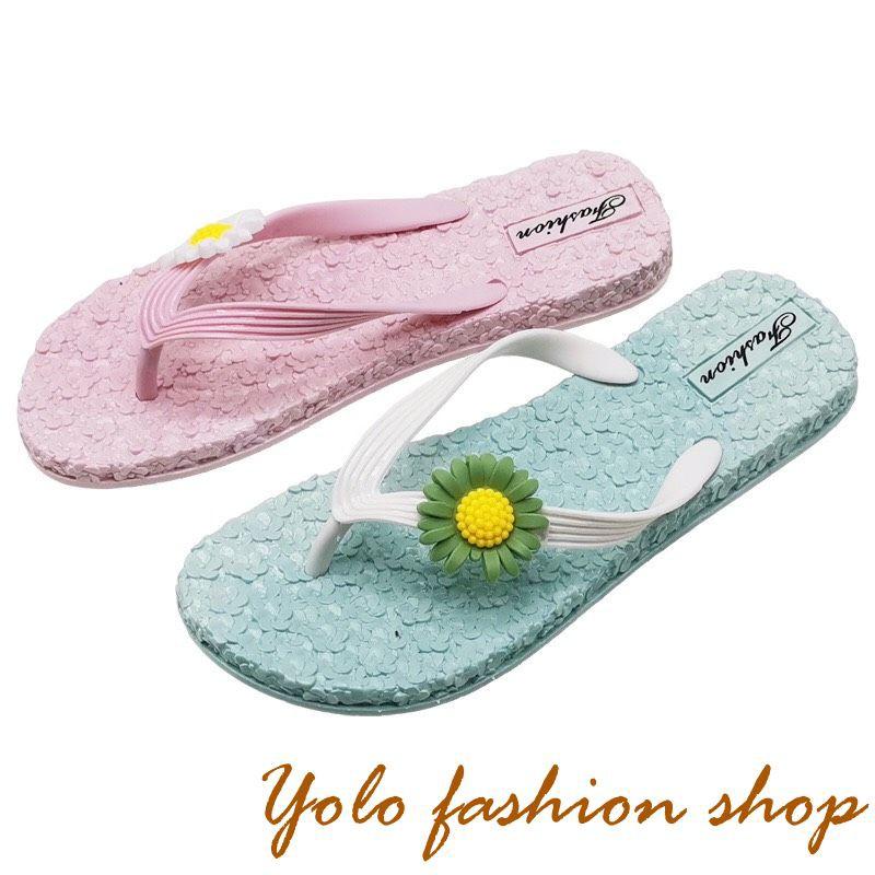 T6_Dép kẹp nữ xỏ ngón quai mảnh họa tiết hoa cúc siêu xinh