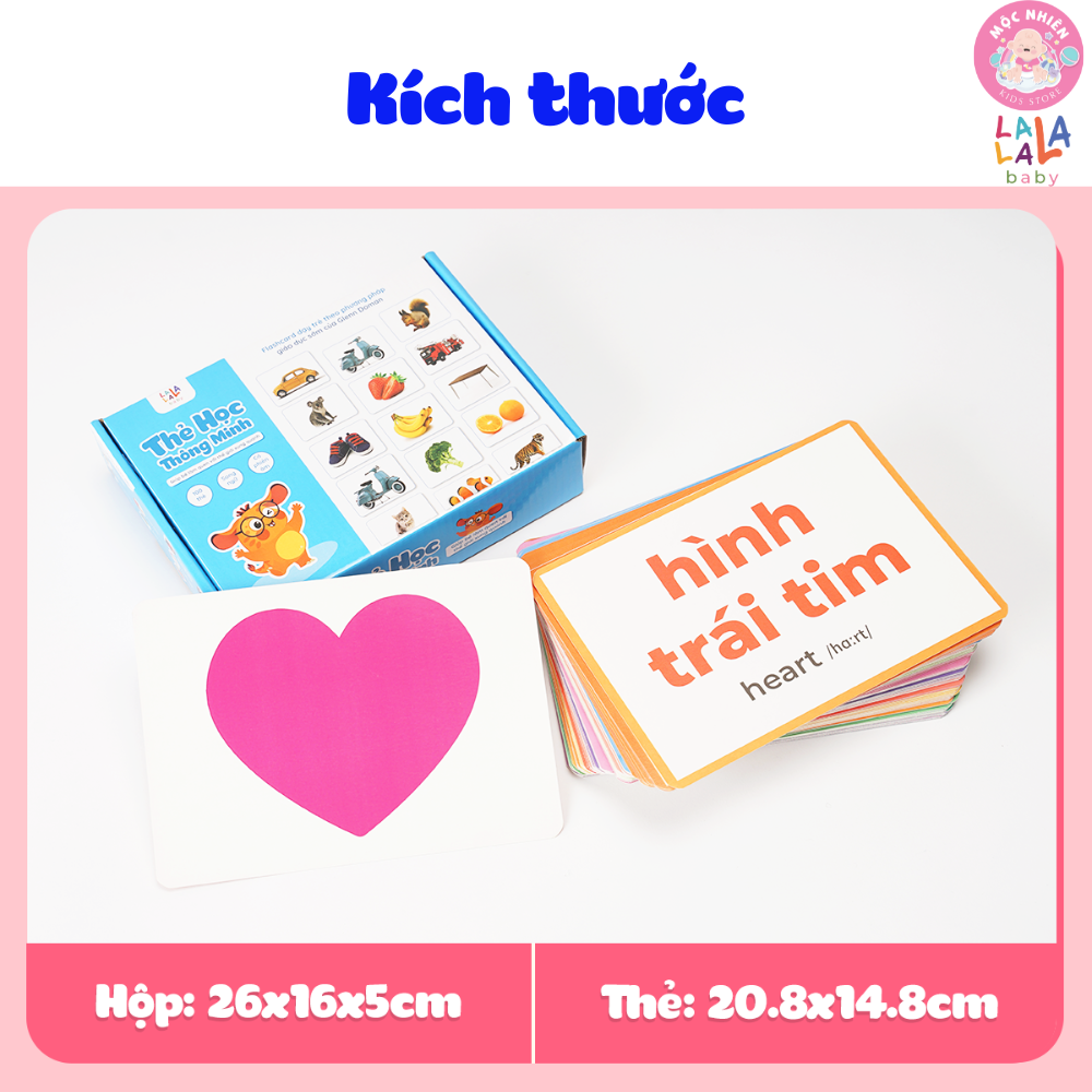 Flashcard Cho Bé - Bộ 100 Thẻ Học Thông Minh Giáo Giục Sớm Glenn Doman size A5 15x21cm song ngữ Anh Việt - Lalala Baby