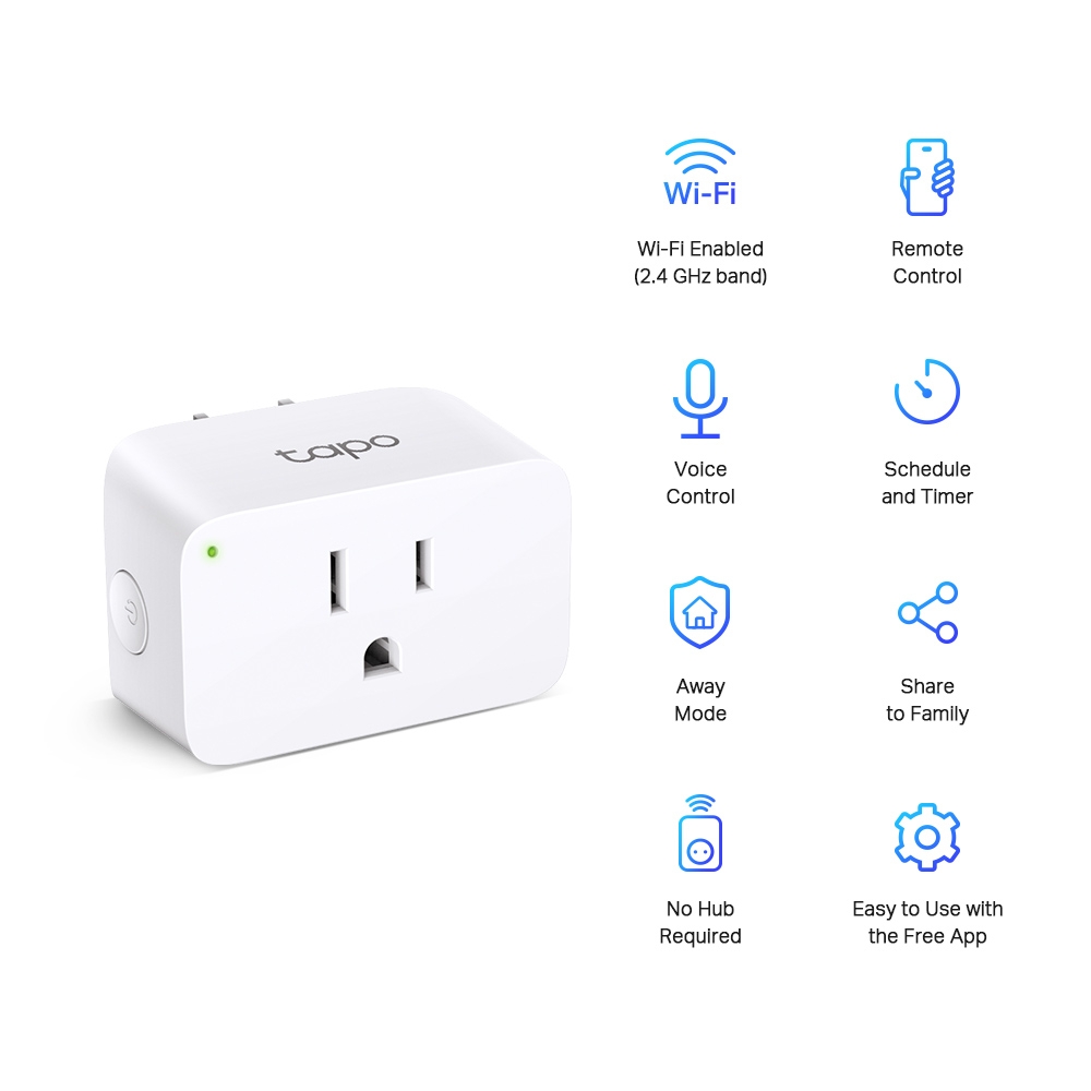 Ổ cắm Wi-Fi Thông Minh Nhỏ Gọn TP-Link Tapo P100 | Điều khiển từ xa , đặt lịch tắt mở thiết bị | Bảo hành 1 năm | Hàng Chính Hãng