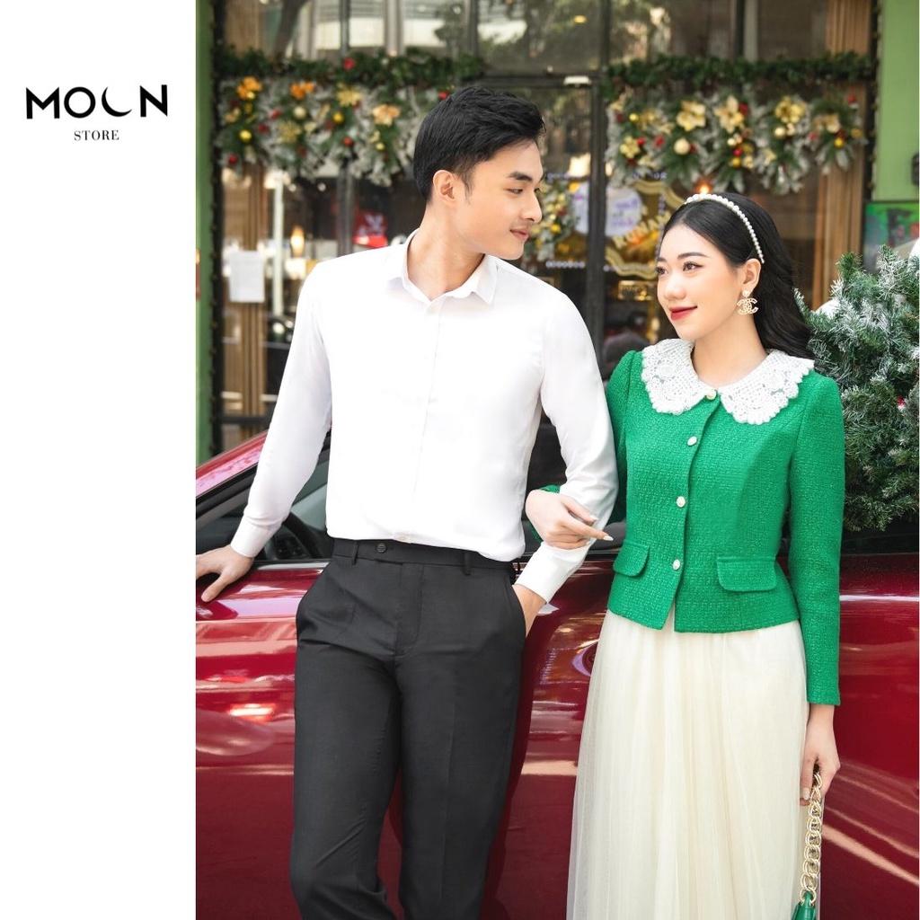 Chân váy dập lưới phối thắt lưng da sang trọng dễ phối đồ 3 lớp dày dặn đầm công sở nữ MCV334 MOON STORE