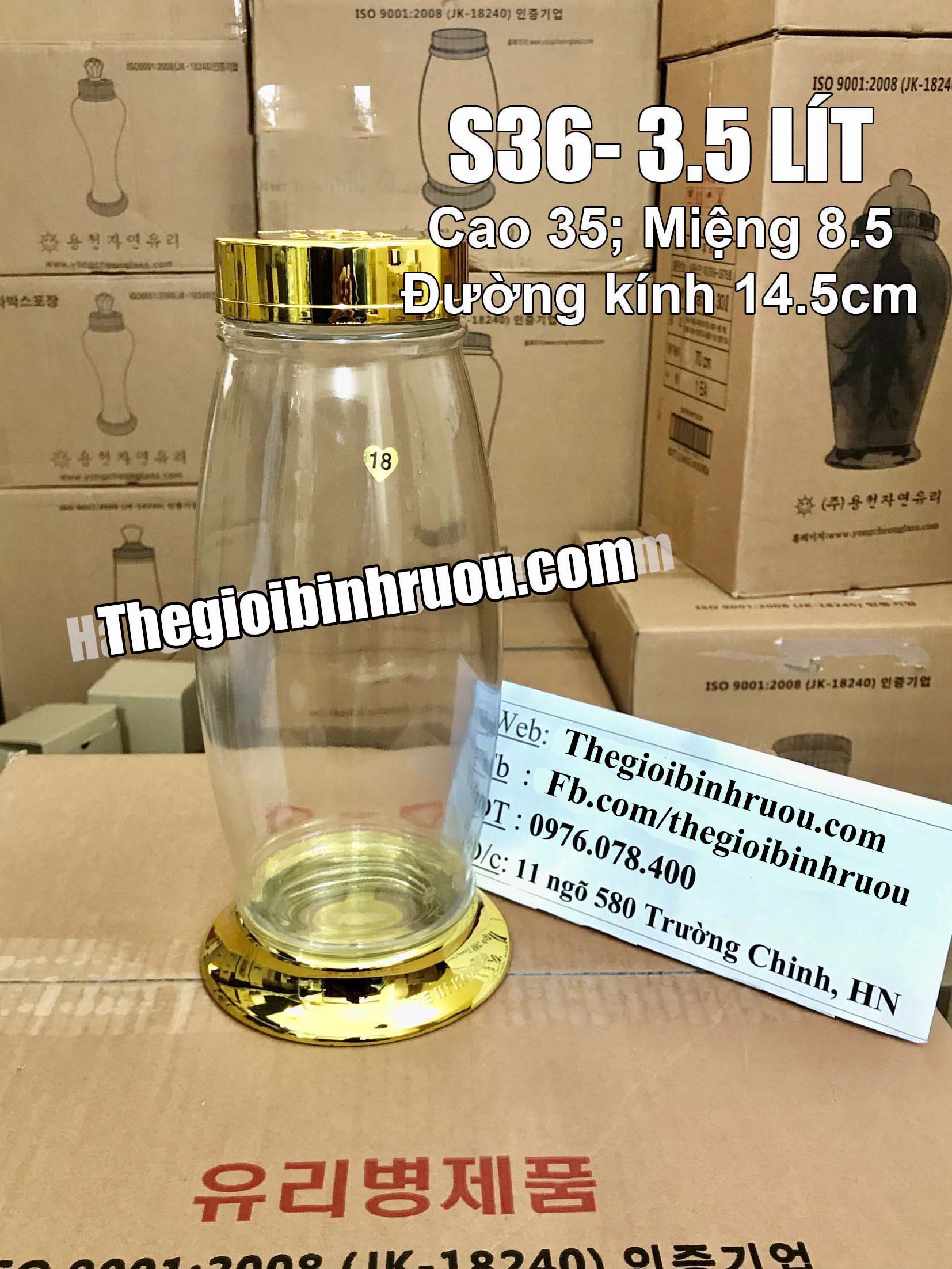 Bình thủy tinh ngâm sâm Hàn Quốc 3,5 lít
