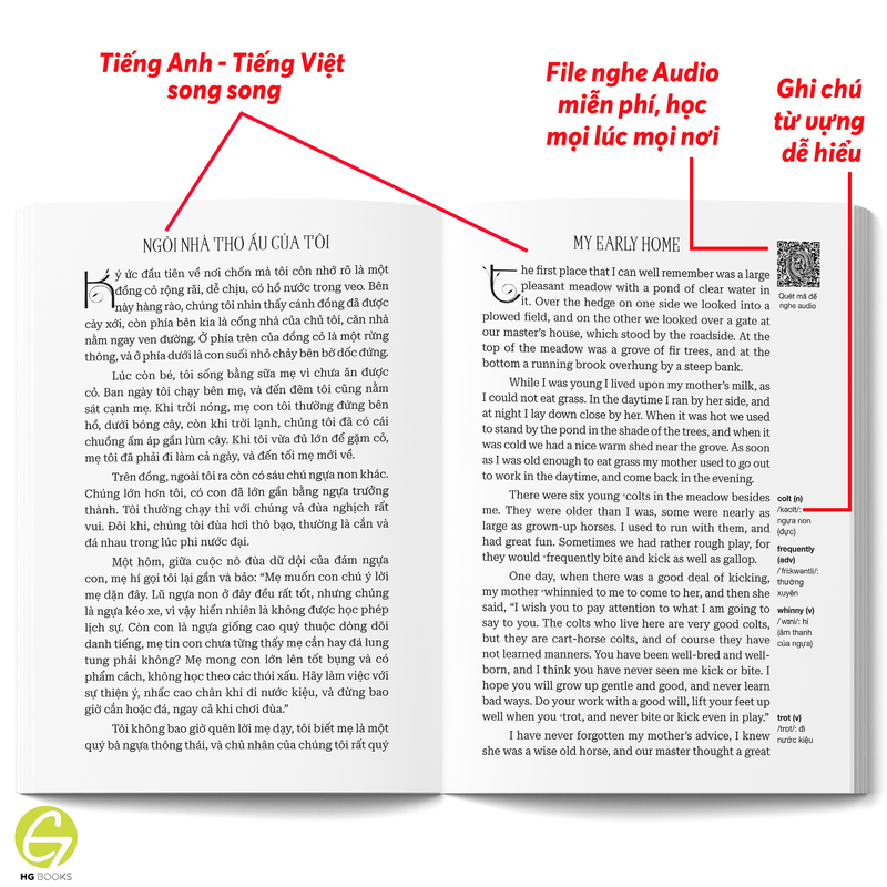 Ngựa Ô Yêu Dấu - Black Beauty - Sách song ngữ kinh điển, có note từ vựng, tặng kèm file nghe - HG Books
