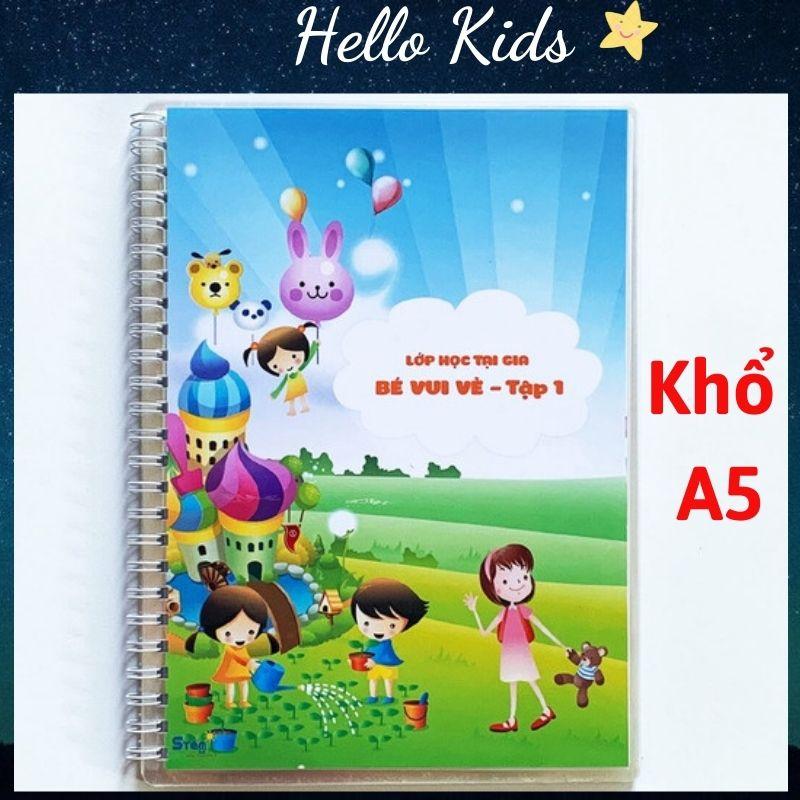 Bộ Học Liệu ️ Học Liệu Chủ Đề Bé Vui Vẻ Tập 1 + Bút Dạ ( Khổ A5 36 trang Viết Xóa Nhiều Lần )