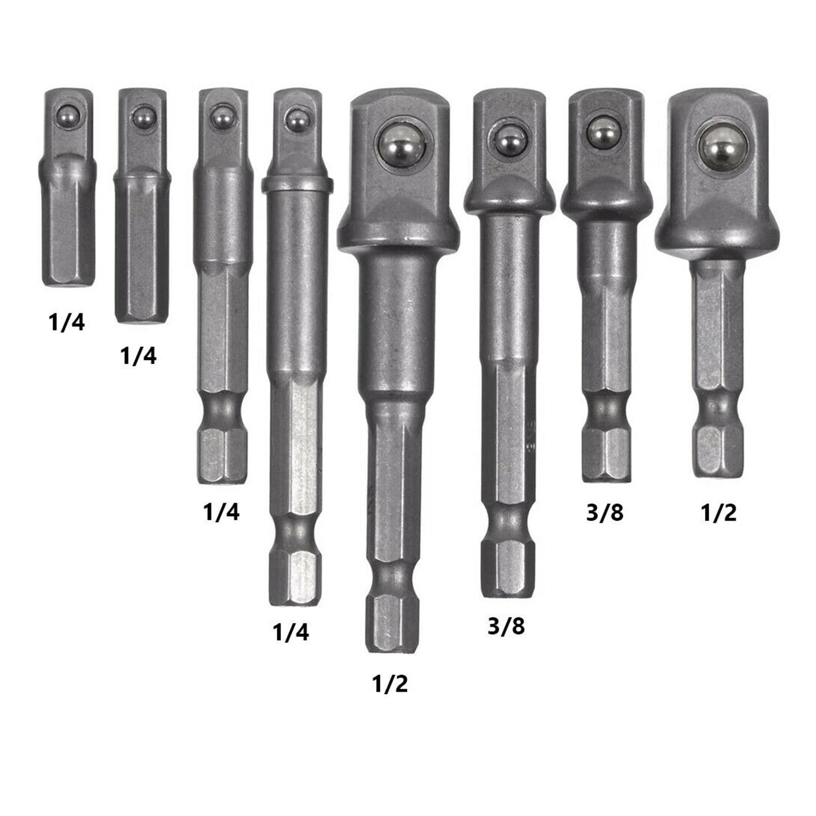 9x Hex Impact Drill Bits Driver Tool 1/4" 3/8" Shank Right Angle Attachments