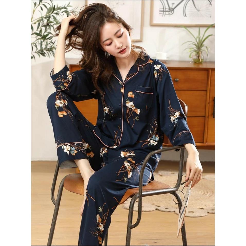 Bộ Đồ Ngủ Nữ Pijama Dài Tay Lụa Cao Cấp Mặc Nhà Họa Tiết Đẹp Mềm Mịn Thấm Hút Thoáng Mát – VADESI