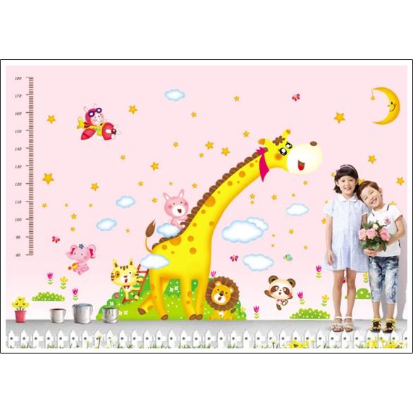 Decal trang trí tường - Thước Đo Hươu Cao Cổ a.h