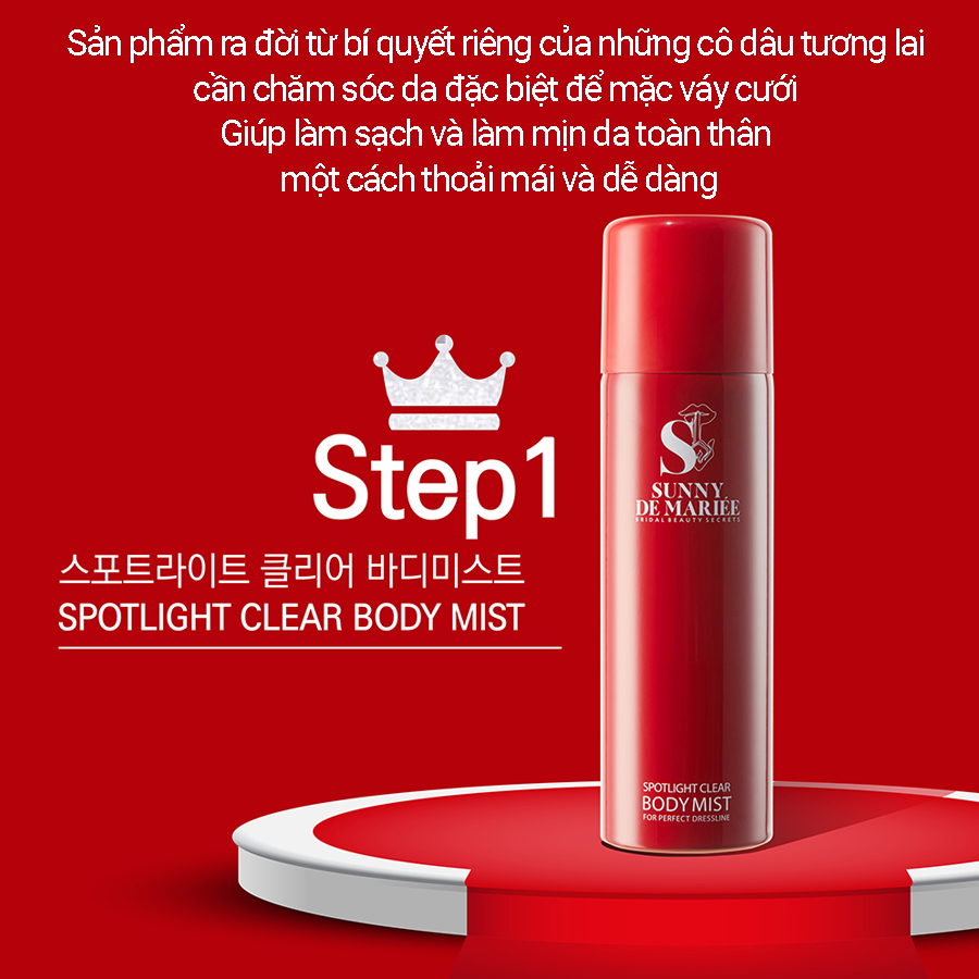 Xịt dưỡng thể Sunny De Mariee Spotlight Clear Body Mist