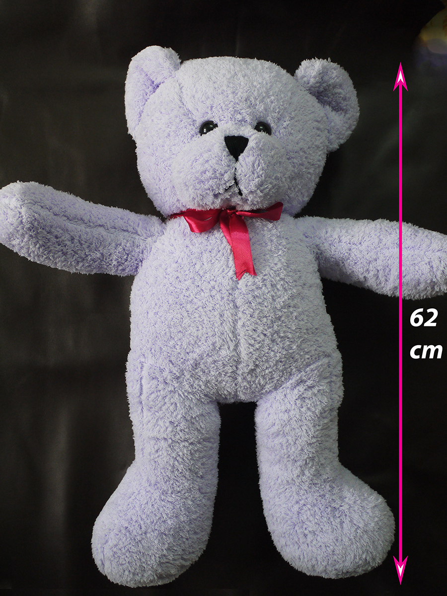 Thú Nhồi Bông Gấu Teddy Tím Lông Xù Siêu Mềm Đeo Nơ 62cm TFH00134