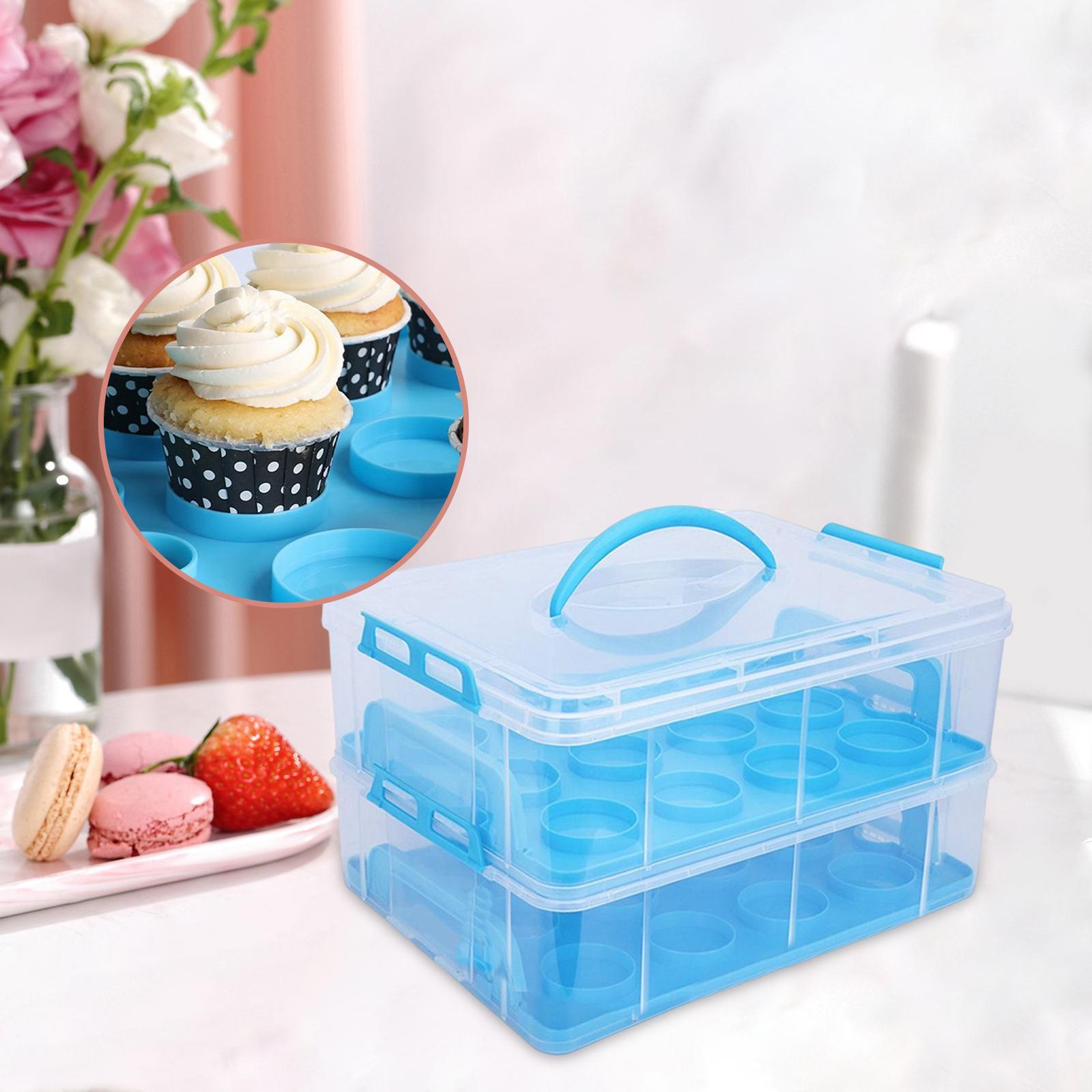 Muffin Stackable Cake Caddy with Handle and Lid Cupcake Carrier Storage for Desserts