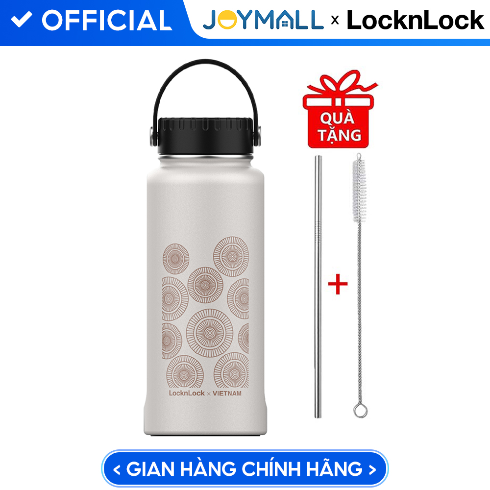 Bình Giữ Nhiệt Lock&Lock Riga Tumbler LHC4160 (897ml) - Hàng Chính Hãng, Bằng Thép Không Gỉ, Có Lưới Lọc Inox - Tặng Kèm Ống Hút Và Cọ Rửa Ống Hút