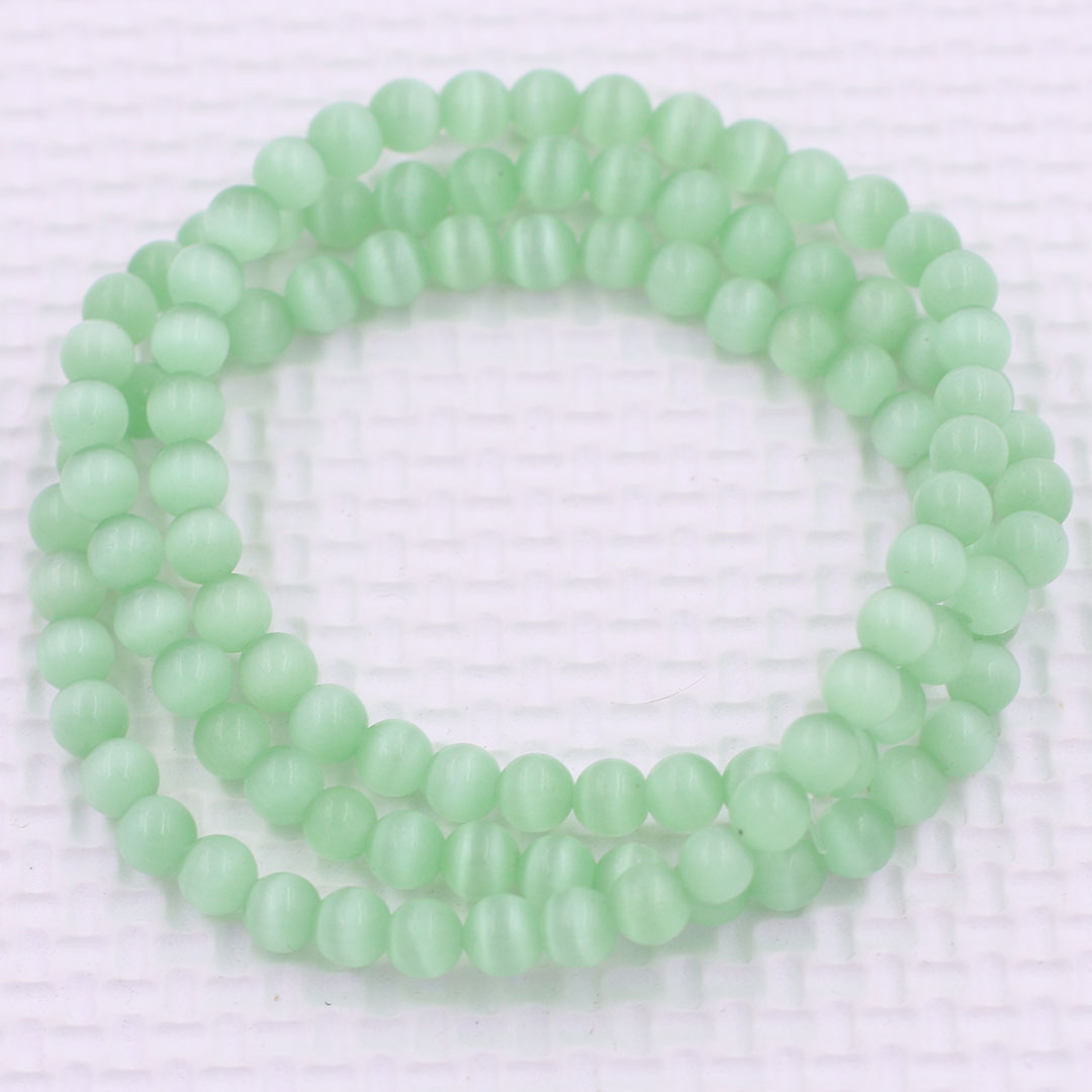 Vòng chuỗi Đá Mắt mèo Xanh lá 108 hạt 6mm, 8mm - Chuỗi tay Phong thủy - Tràng chuỗi hợp mệnh Hỏa, Mộc