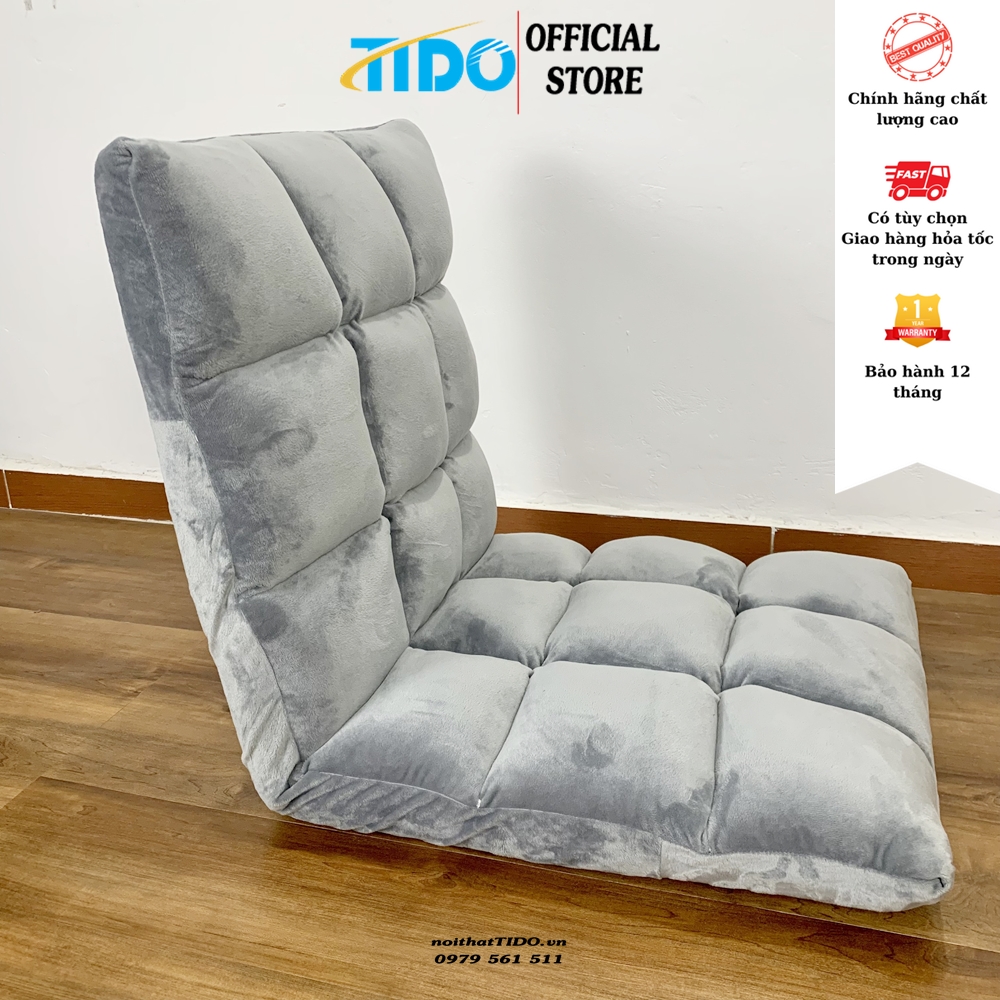Ghế Tatami, Ghế Lười Bệt Tựa Lưng Nệm - Có 5 Cấp Độ Ngã Lưng - Chính Hãng Tido - Xám Nhạt