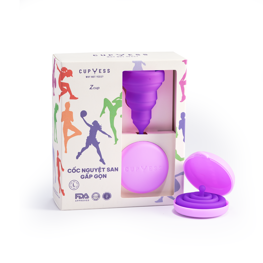 COMBO Cốc nguyệt san Cup Yess chính hãng – Gấp gọn Z Cup cỡ L (25ml) &amp; Tiêu chuẩn S Cup cỡ S (30ml)