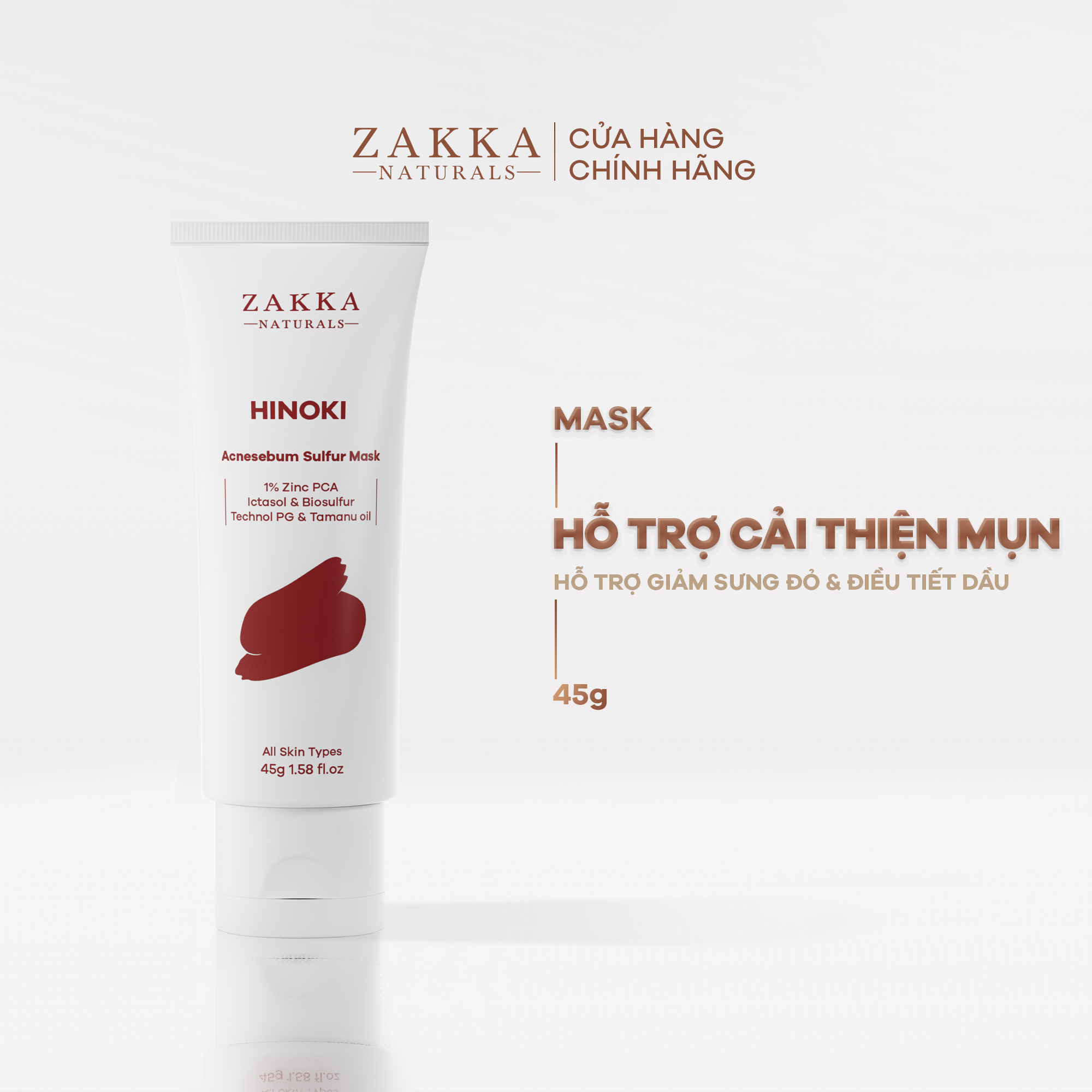 Mặt Nạ Hinoki Zakka Naturals hỗ trợ kiểm soát bã nhờn & cải thiện mụn Hinoki Acnesebum Sulfur Mask 45g