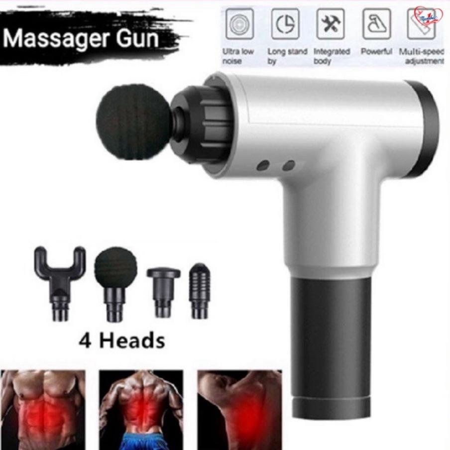 sỉ massage cầm tay GUN 4 đầu 6 chế độ trị liệu đau mỏi vai gáy,đau giãn cơ loại nhỏ